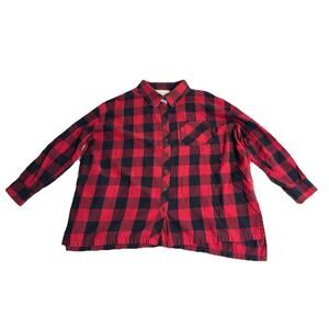 Vintage Havana Women's Red Distressed Plaid Button-Down Top Size M